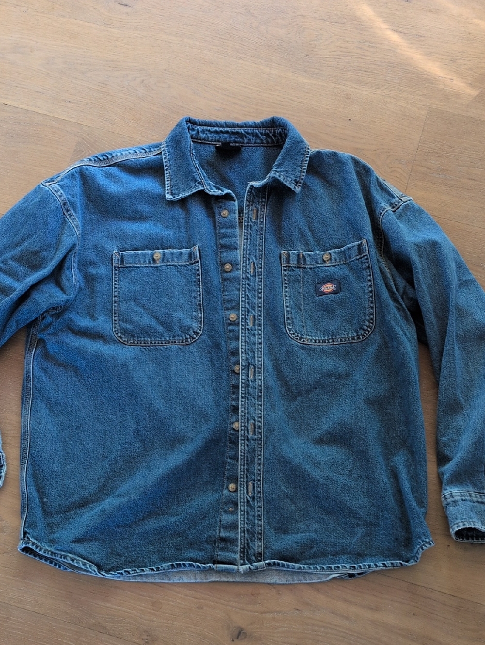 Dickies Heavy Weight Blue Denim Work Shirt Size XL
